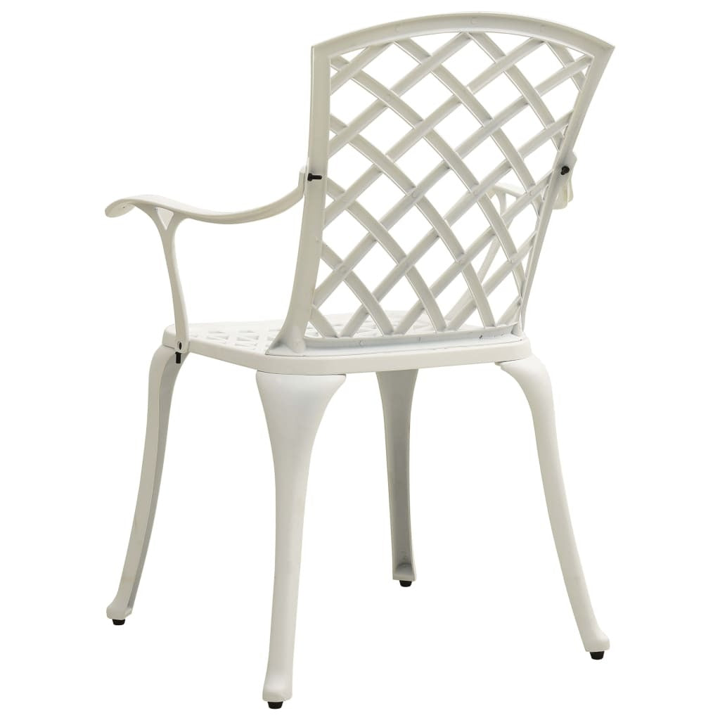 Patio Chairs 2 pcs Cast Aluminum White