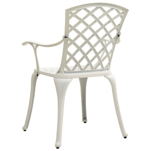 Patio Chairs 2 pcs Cast Aluminum White