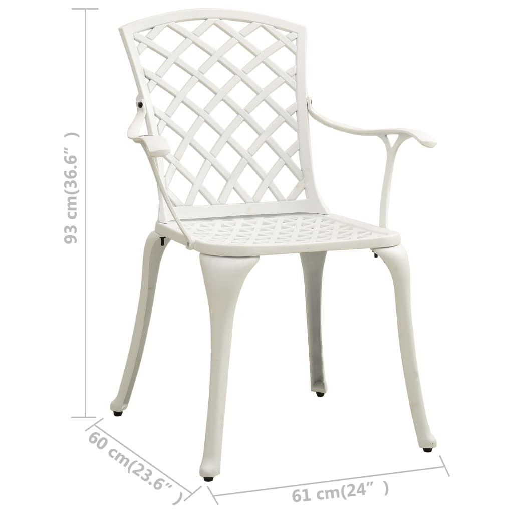 Patio Chairs 2 pcs Cast Aluminum White