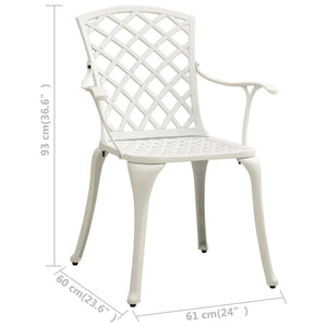 Patio Chairs 2 pcs Cast Aluminum White