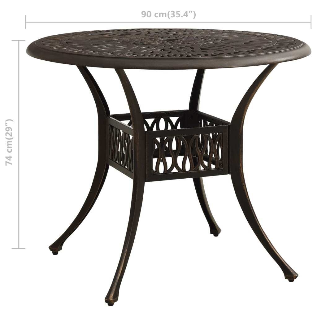 Patio Table Bronze 35.4"x35.4"x29.1" Cast Aluminum