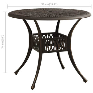 Patio Table Bronze 35.4"x35.4"x29.1" Cast Aluminum