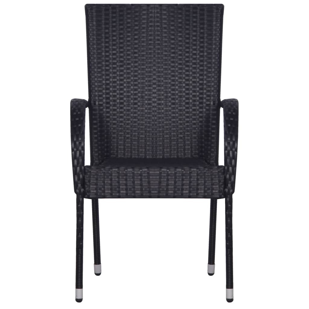 5 Piece Patio Dining Set Black Poly Rattan