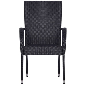 5 Piece Patio Dining Set Black Poly Rattan