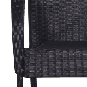 5 Piece Patio Dining Set Black Poly Rattan