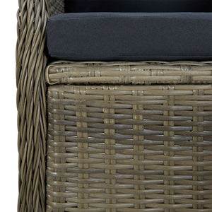 7 Piece Patio Dining Set Brown Poly Rattan