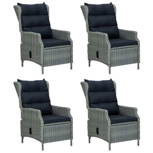 5 Piece Patio Dining Set Light Gray Poly Rattan