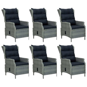 7 Piece Patio Dining Set Light Gray Poly Rattan