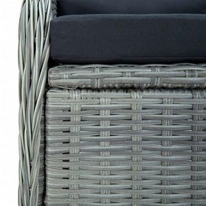 7 Piece Patio Dining Set Light Gray Poly Rattan