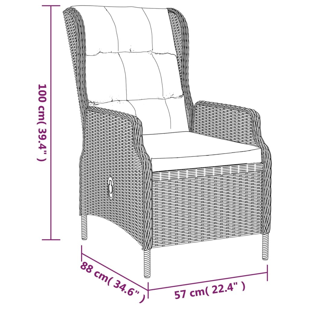 7 Piece Patio Dining Set Light Gray Poly Rattan