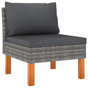 3 Piece Patio Lounge Set Poly Rattan and Solid Eucalyptus Wood