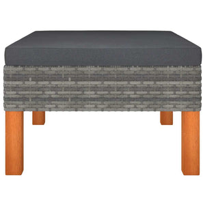 3 Piece Patio Lounge Set Poly Rattan and Solid Eucalyptus Wood