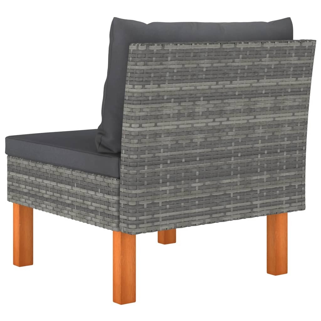 Middle Sofas 3 pcs Poly Rattan and Solid Eucalyptus Wood