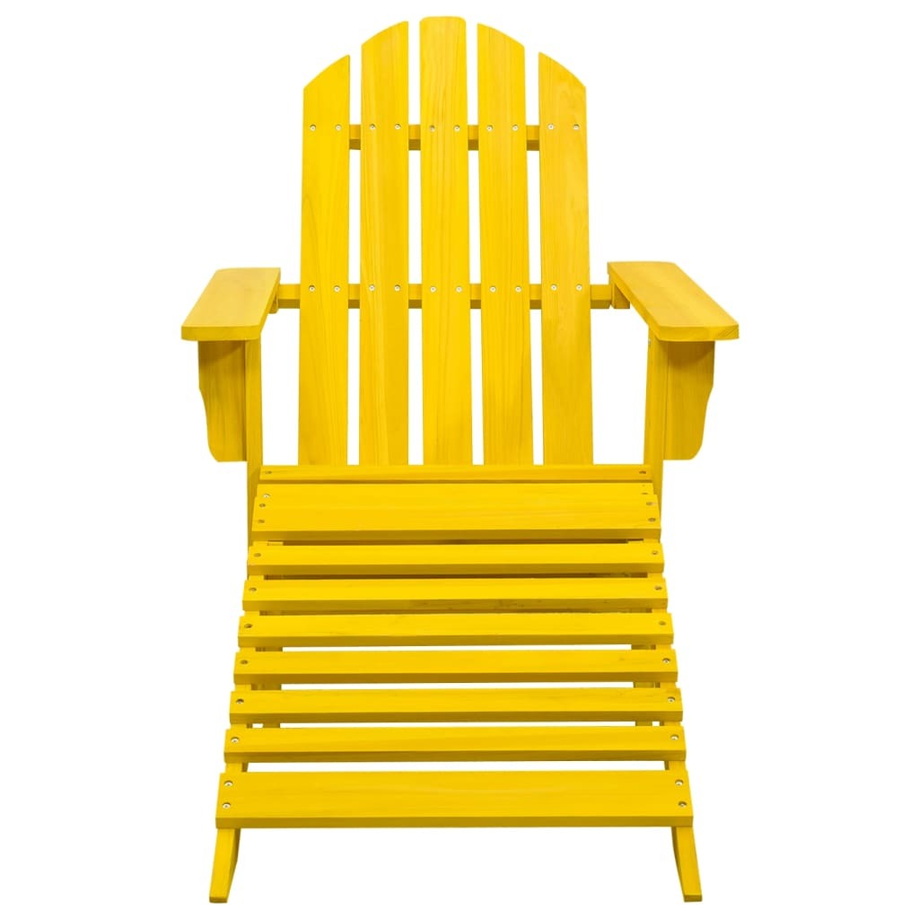 Patio Adirondack Chair with Ottoman Solid Fir Wood Yellow