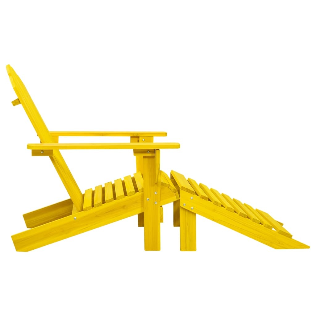 Patio Adirondack Chair with Ottoman Solid Fir Wood Yellow