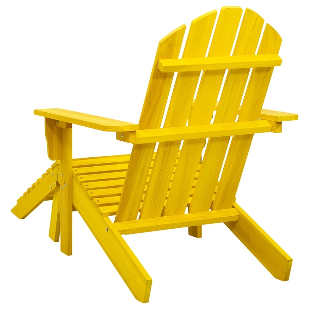Patio Adirondack Chair with Ottoman Solid Fir Wood Yellow
