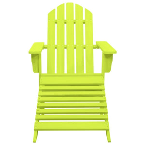 Patio Adirondack Chair with Ottoman Solid Fir Wood Green