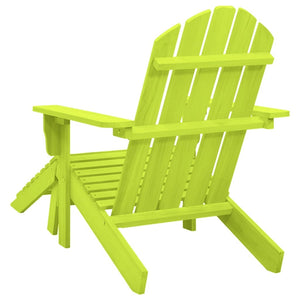 Patio Adirondack Chair with Ottoman Solid Fir Wood Green
