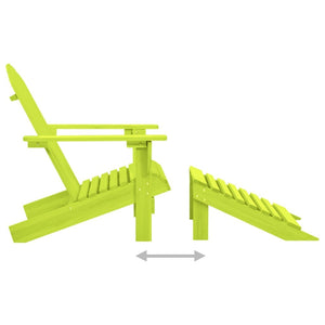 Patio Adirondack Chair with Ottoman Solid Fir Wood Green