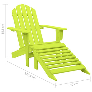 Patio Adirondack Chair with Ottoman Solid Fir Wood Green