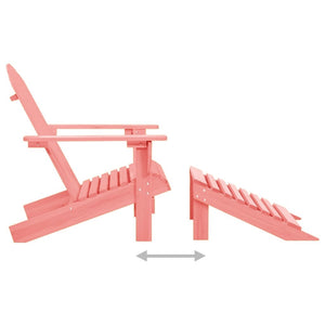 Patio Adirondack Chair with Ottoman Solid Fir Wood Pink