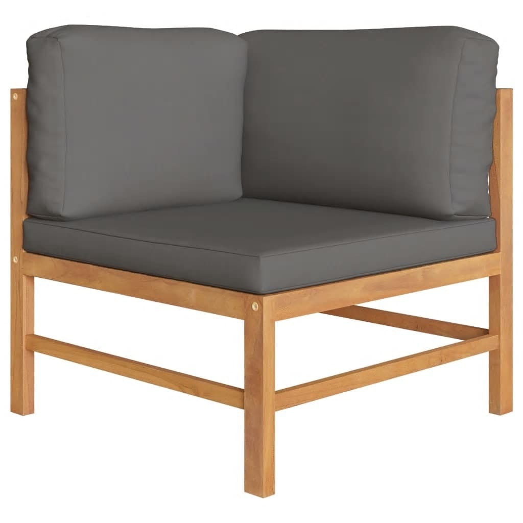Corner Sofas 2 pcs with Dark Gray Cushions Solid Teak Wood