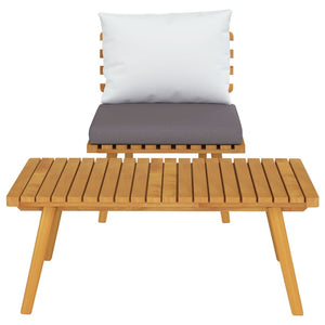 2 Piece Patio Lounge Set with Cushions Solid Acacia Wood
