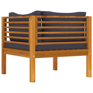 2 Piece Sofa Set with Dark Gray Cushions Solid Acacia Wood
