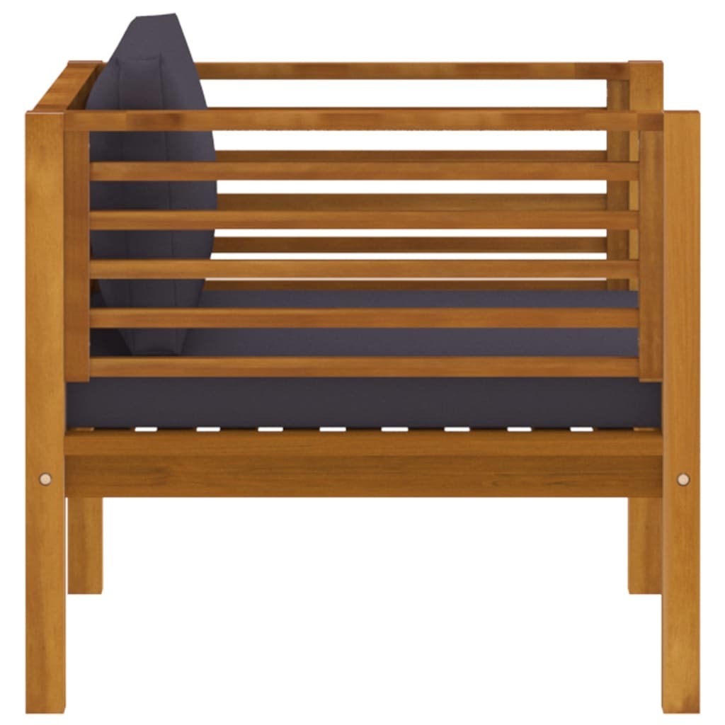 Patio Chair with Dark Gray Cushions Solid Acacia Wood
