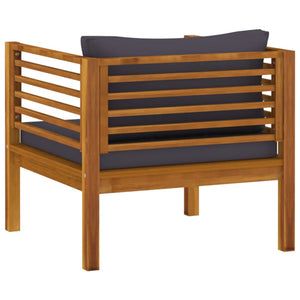 Patio Chair with Dark Gray Cushions Solid Acacia Wood