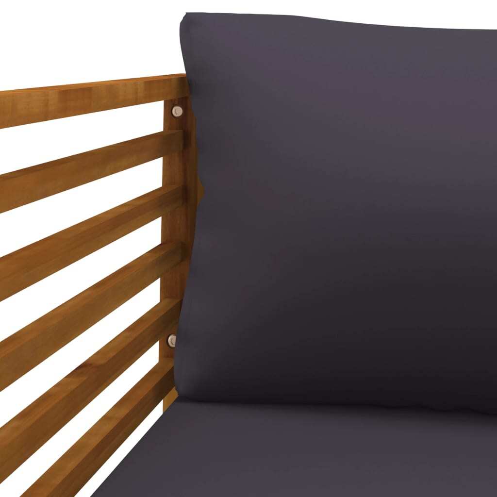 Patio Chair with Dark Gray Cushions Solid Acacia Wood