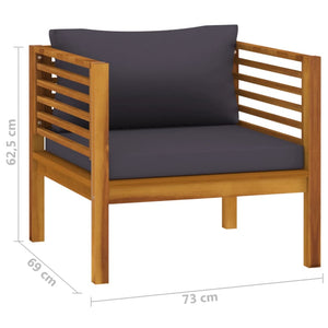 Patio Chair with Dark Gray Cushions Solid Acacia Wood