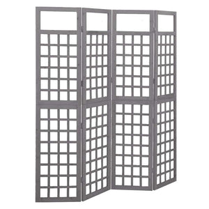 4-Panel Room Divider/Trellis Solid Fir Wood Gray 63.4"x70.9