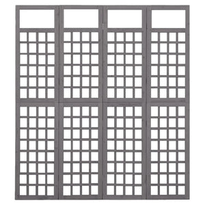 4-Panel Room Divider/Trellis Solid Fir Wood Gray 63.4"x70.9