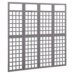 4-Panel Room Divider/Trellis Solid Fir Wood Gray 63.4"x70.9