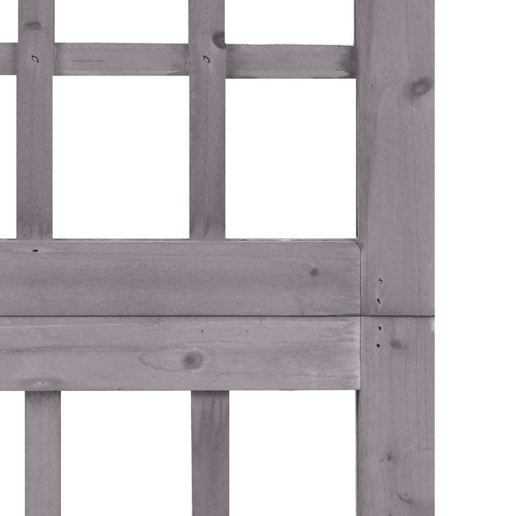 4-Panel Room Divider/Trellis Solid Fir Wood Gray 63.4"x70.9