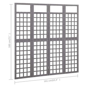 4-Panel Room Divider/Trellis Solid Fir Wood Gray 63.4"x70.9
