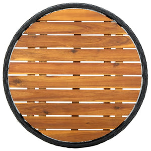 Tea Table Black 23.6" Poly Rattan and Solid Acacia Wood