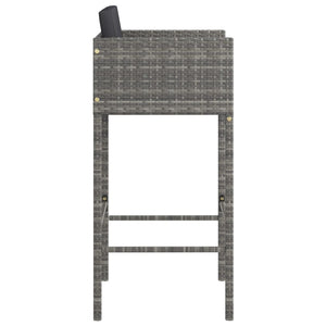 Bar Stools 4 pcs with Cushions Gray Poly Rattan