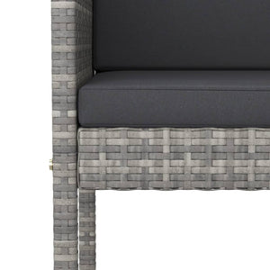Bar Stools 4 pcs with Cushions Gray Poly Rattan