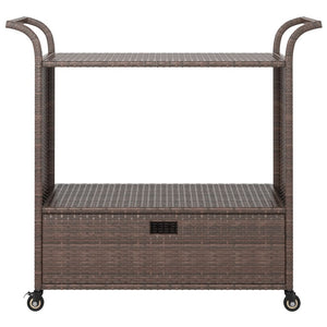 Bar Cart with Drawer Brown 39.4"x17.7"x38.2" Poly Rattan
