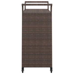 Bar Cart with Drawer Brown 39.4"x17.7"x38.2" Poly Rattan