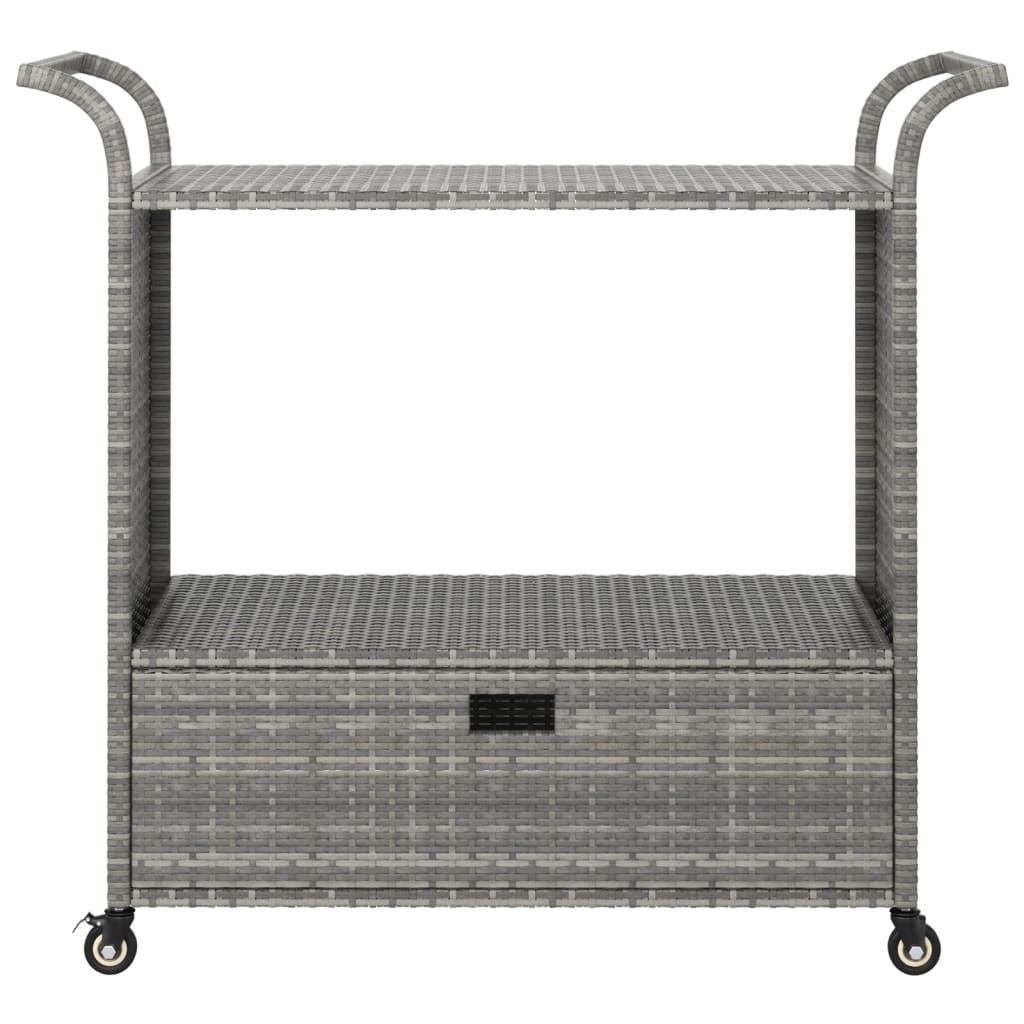 Bar Cart with Drawer Gray 39.4"x17.7"x38.2" Poly Rattan