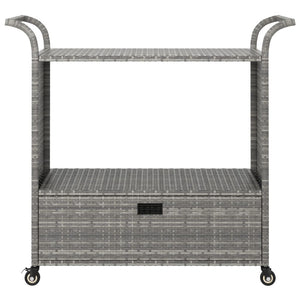 Bar Cart with Drawer Gray 39.4"x17.7"x38.2" Poly Rattan