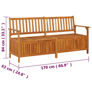 Storage Bench 66.9" Solid Wood Acacia