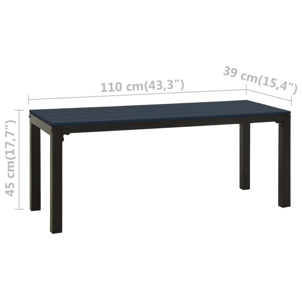 Patio Bench 43.3" Steel and WPC Black