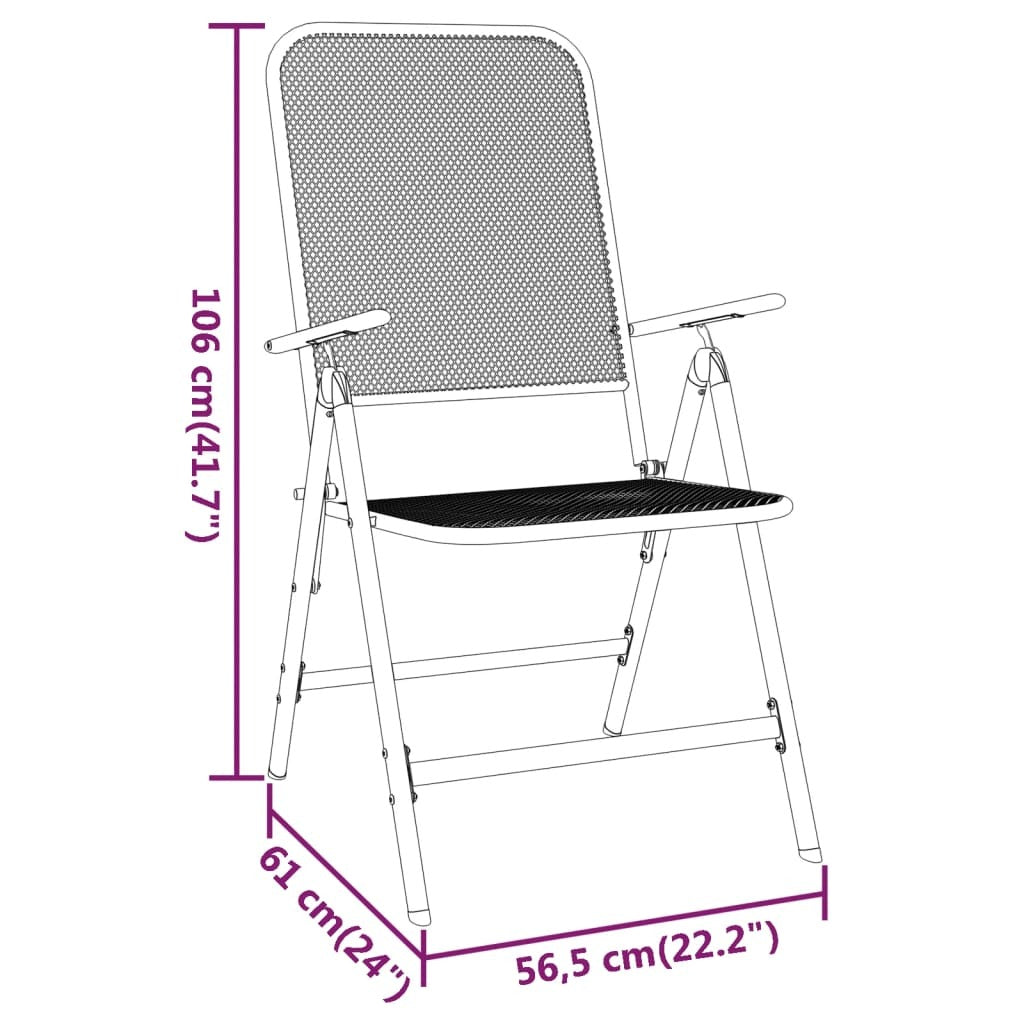 Folding Patio Chairs 4 pcs Expanded Metal Mesh Anthracite