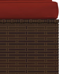 4 Piece Patio Lounge Set with Cushions Brown Poly Rattan