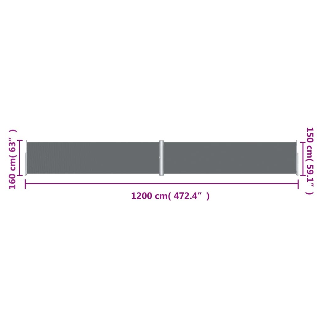 Retractable Side Awning Anthracite 63"x472.4