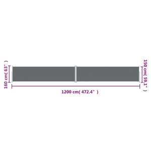 Retractable Side Awning Anthracite 63"x472.4